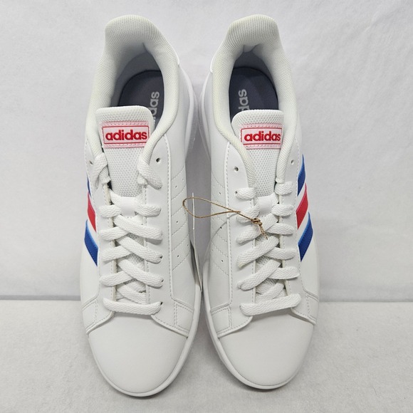 Adidas Grand Court Base Tennis Shoes EE7901 White Blue Red Men's Size 9.5 - Picture 6 of 11